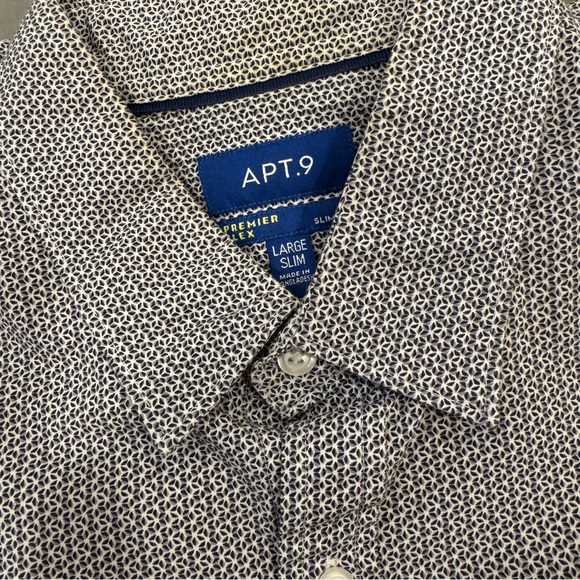 Men’s blue and white button down SLIM FIT shirts with patterns - Picture 5 of 11